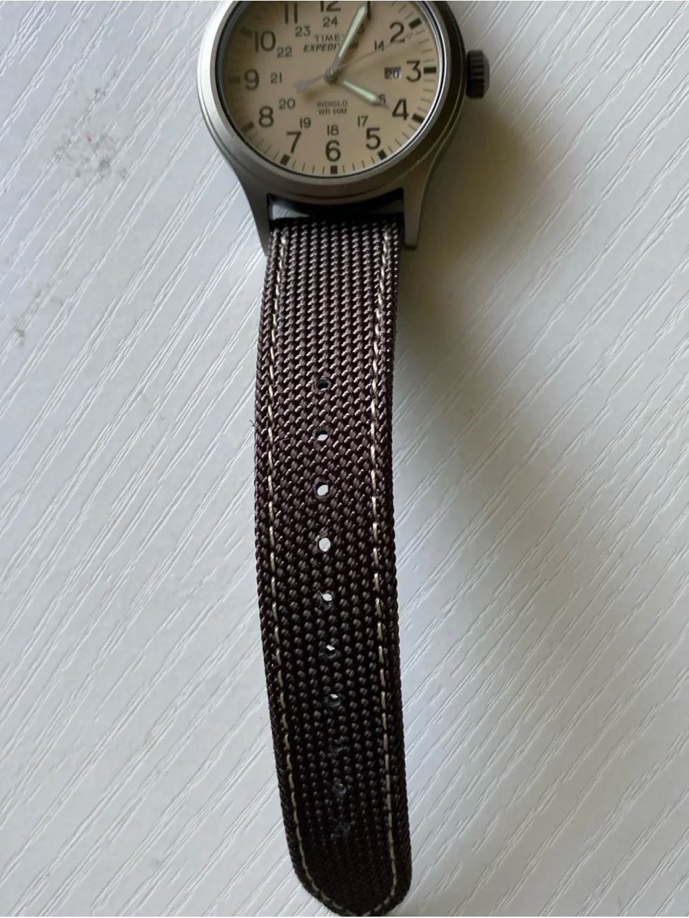 Timex Expedition Cream Dial Field Watch with Brown Strap